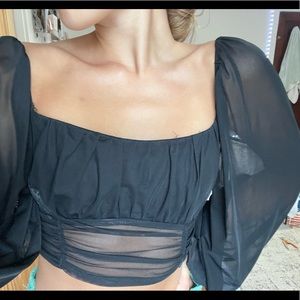 PRINCESS POLLY BLACK MESH TOP!!